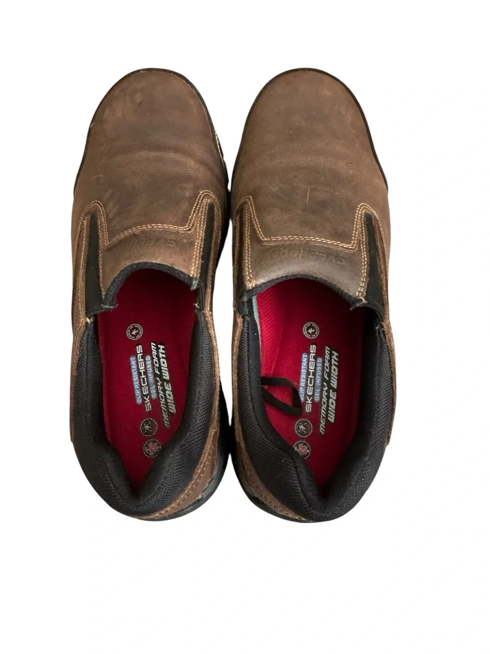 Skechers steel toe  Brown Slip-On Shoes size 9.5